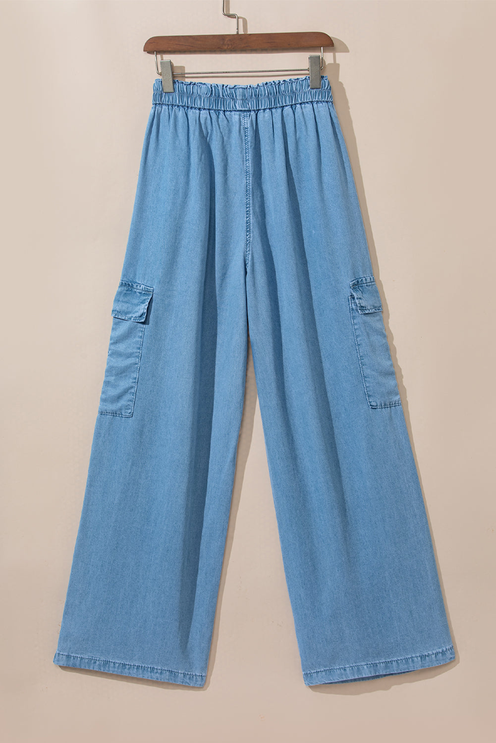 Drawstring Cargo Pocket Wide Leg Jeans-BOTTOMS SIZES SMALL MEDIUM LARGE-[Adult]-[Female]-2022 Online Blue Zone Planet