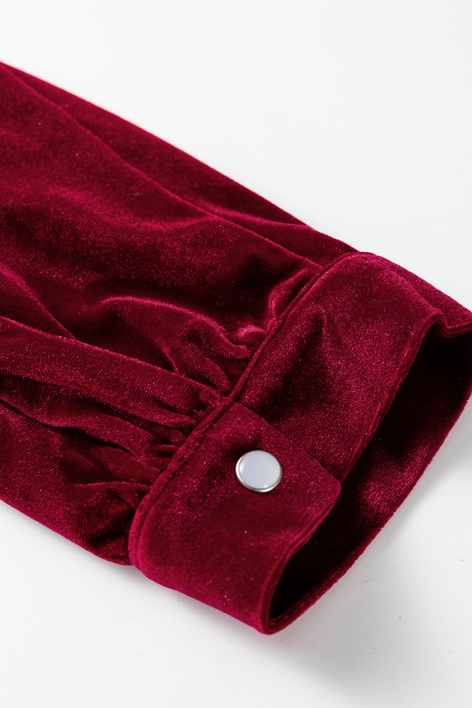 Red Dahlia Asymmetric Button Keyhole Neck Long Sleeve Velvet Blouse-Tops/Blouses & Shirts-[Adult]-[Female]-2022 Online Blue Zone Planet