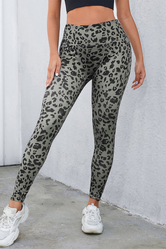Gray Classic Leopard Print Active Leggings-Bottoms/Leggings-[Adult]-[Female]-Gray-S-2022 Online Blue Zone Planet