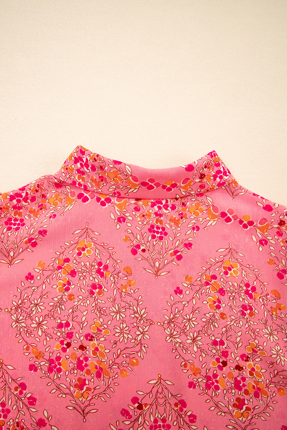 Rose Red Floral Print Wide Short Sleeve Loose Shirt-Tops/Blouses & Shirts-[Adult]-[Female]-2022 Online Blue Zone Planet