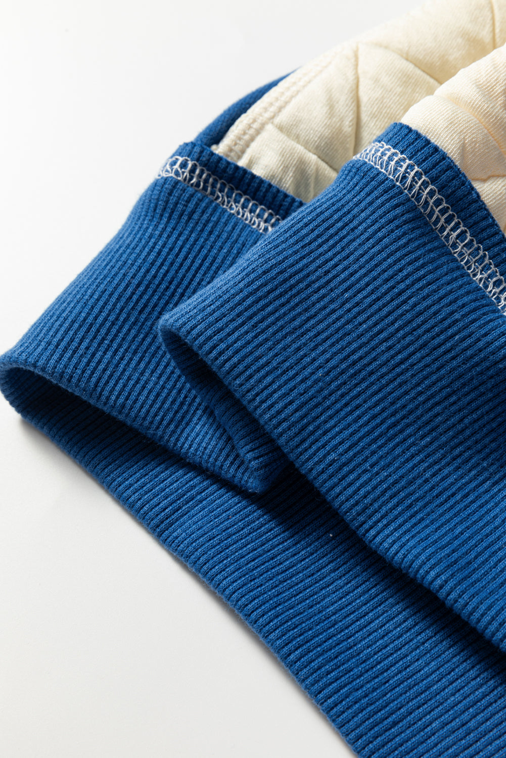 White Quilted Fleece Color Block Patchwork Oversize Hoodie-Tops / Dresses-[Adult]-[Female]-2022 Online Blue Zone Planet