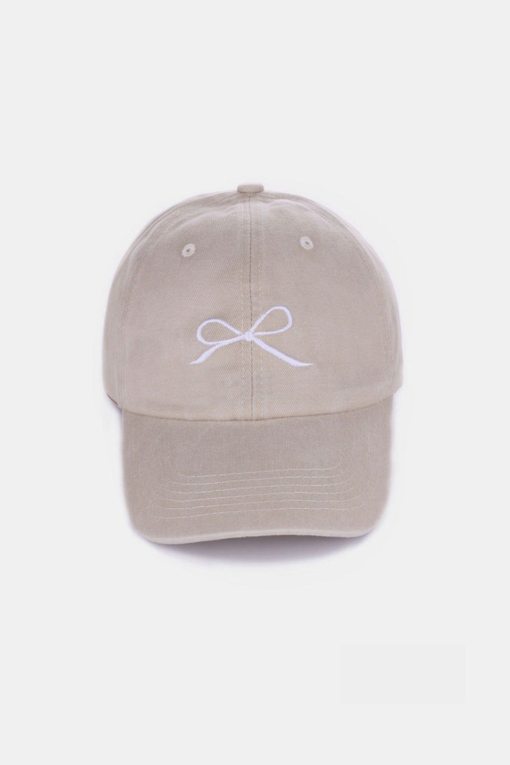 Zenana Bow Embroidered Washed Cotton Caps-BASEBALL HATS-[Adult]-[Female]-Ash Mocha-One Size-2022 Online Blue Zone Planet