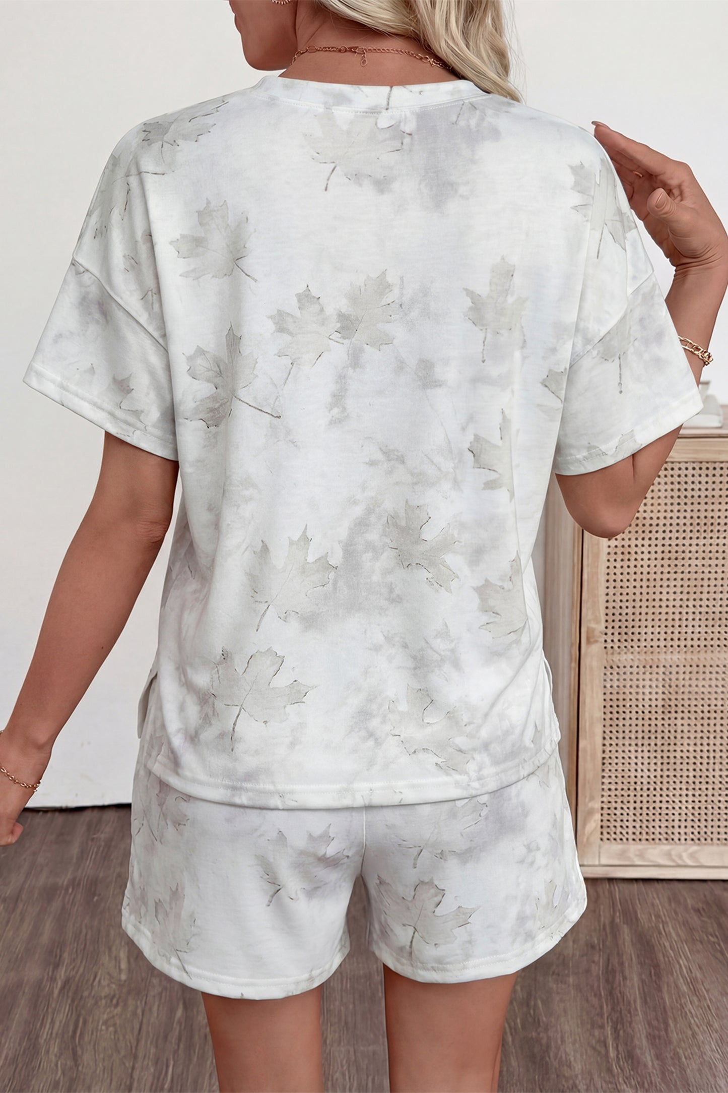 White Woodland Camouflage Casual 2pcs Short Set-Two Piece Sets/Short Sets-[Adult]-[Female]-2022 Online Blue Zone Planet