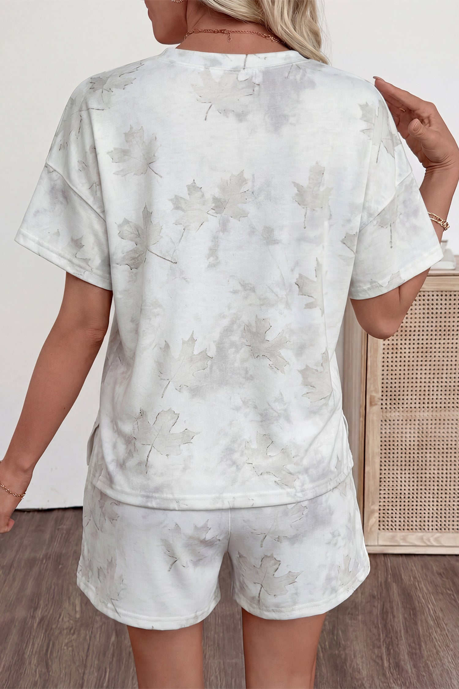 White Woodland Camouflage Casual 2pcs Short Set-Two Piece Sets/Short Sets-[Adult]-[Female]-2022 Online Blue Zone Planet