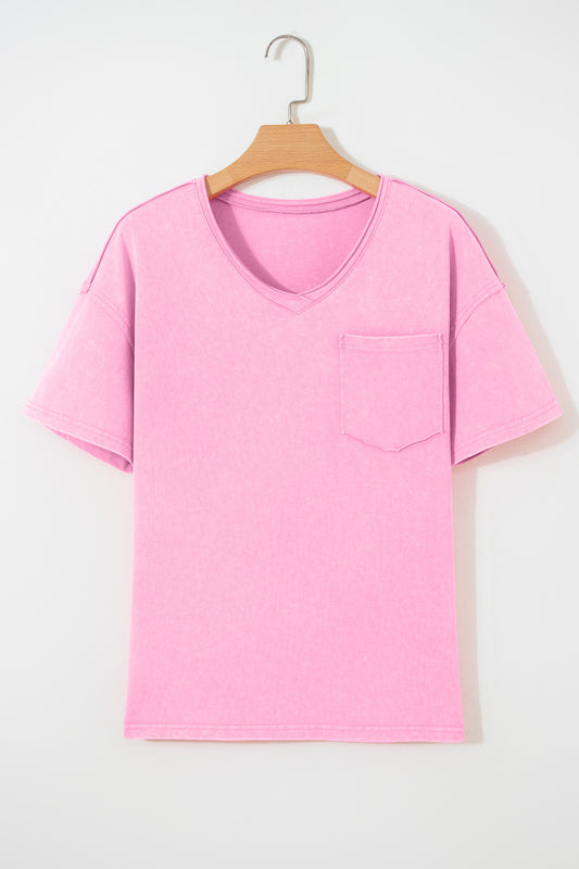 Sachet Pink Cotton Mineral Wash T Shirt-Tops/Tops & Tees-[Adult]-[Female]-2022 Online Blue Zone Planet