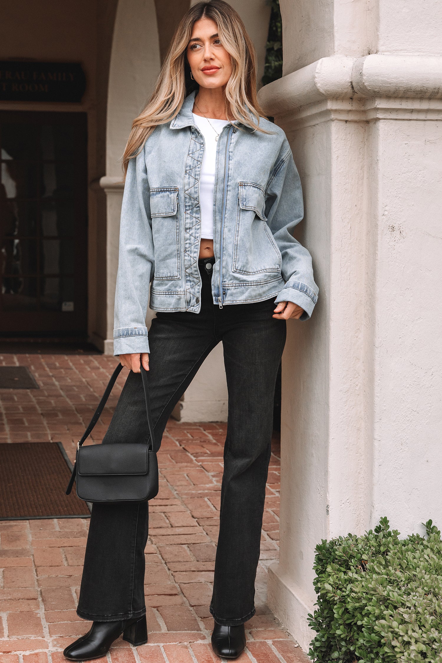 Beau Blue Street Style Zip Up Washed Denim Jacket-Outerwear/Denim jackets-[Adult]-[Female]-2022 Online Blue Zone Planet