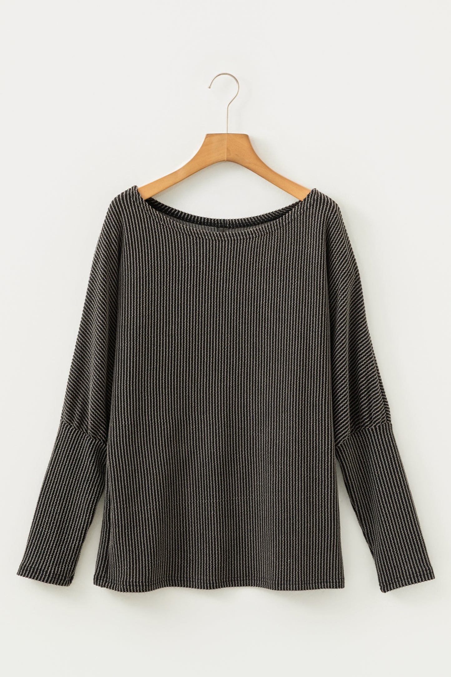 Carbon Grey Twisted Ribbed Dolman Long Sleeve Top-Tops/Long Sleeve Tops-[Adult]-[Female]-2022 Online Blue Zone Planet