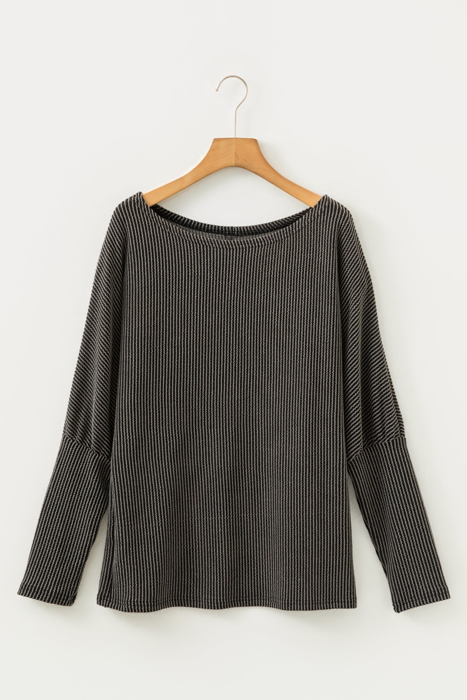 Carbon Grey Twisted Ribbed Dolman Long Sleeve Top-Tops/Long Sleeve Tops-[Adult]-[Female]-2022 Online Blue Zone Planet