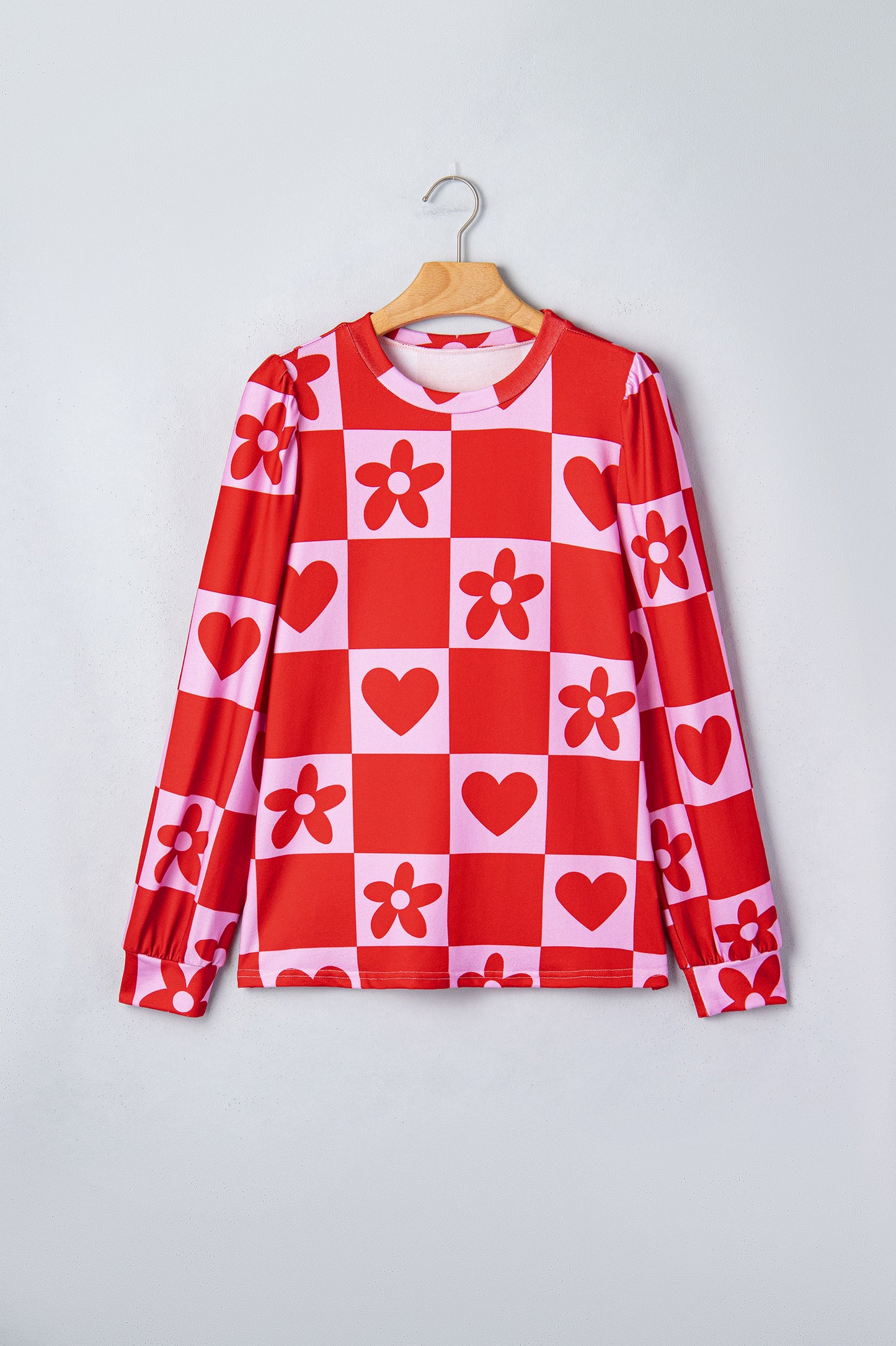 Beige Flower Heart Festive Valentine Blouse-Tops/Blouses & Shirts-[Adult]-[Female]-2022 Online Blue Zone Planet
