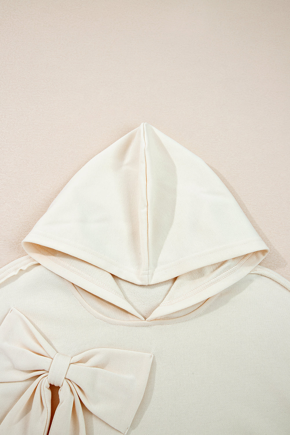 White Solid Color Cute Bow Detail Loose Hoodie-Tops / Dresses-[Adult]-[Female]-2022 Online Blue Zone Planet
