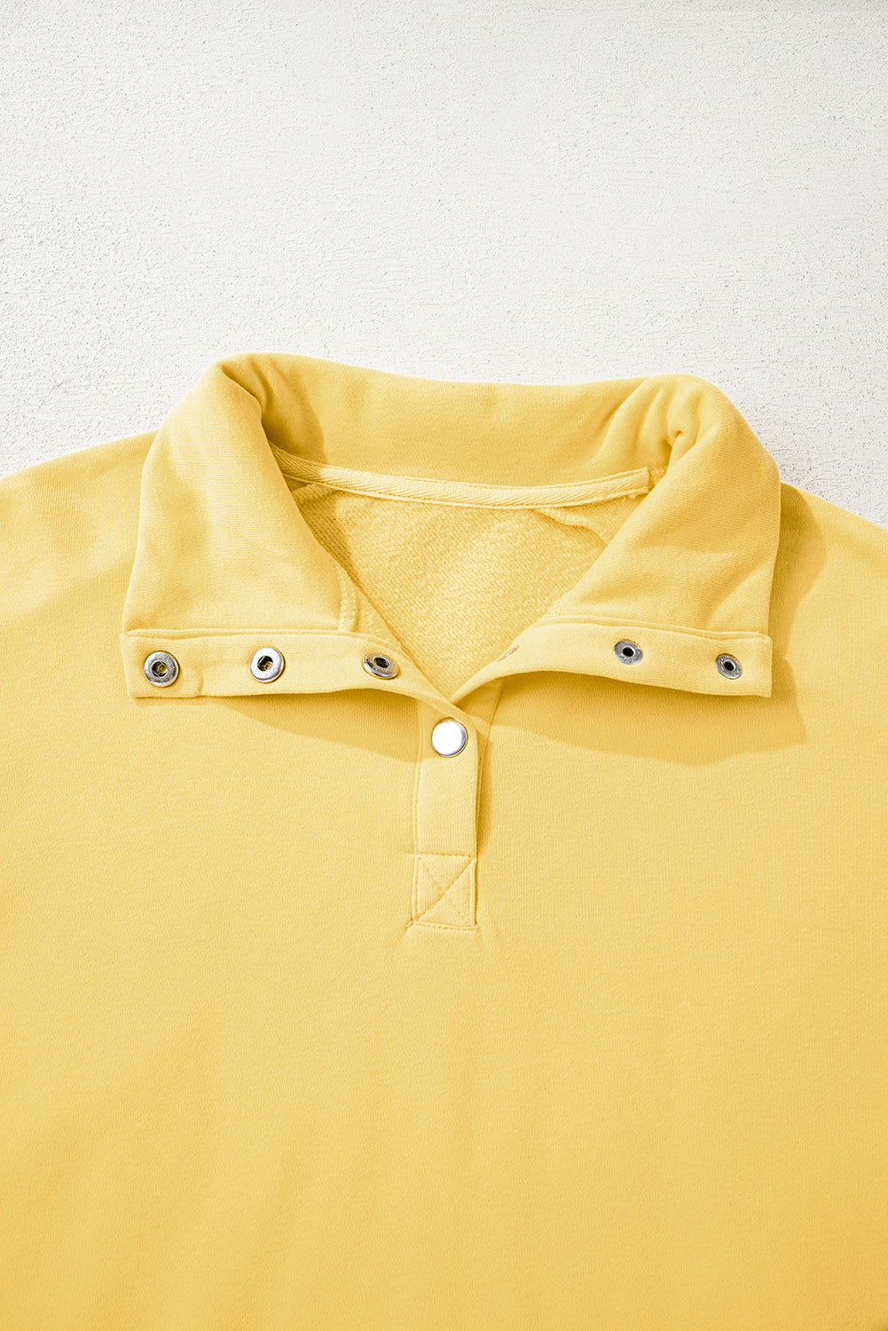 Yellow Cream Embroidered Flower Patchwork Snap Buttons Pullover Sweatshirt-Tops/Sweatshirts & Hoodies-[Adult]-[Female]-2022 Online Blue Zone Planet