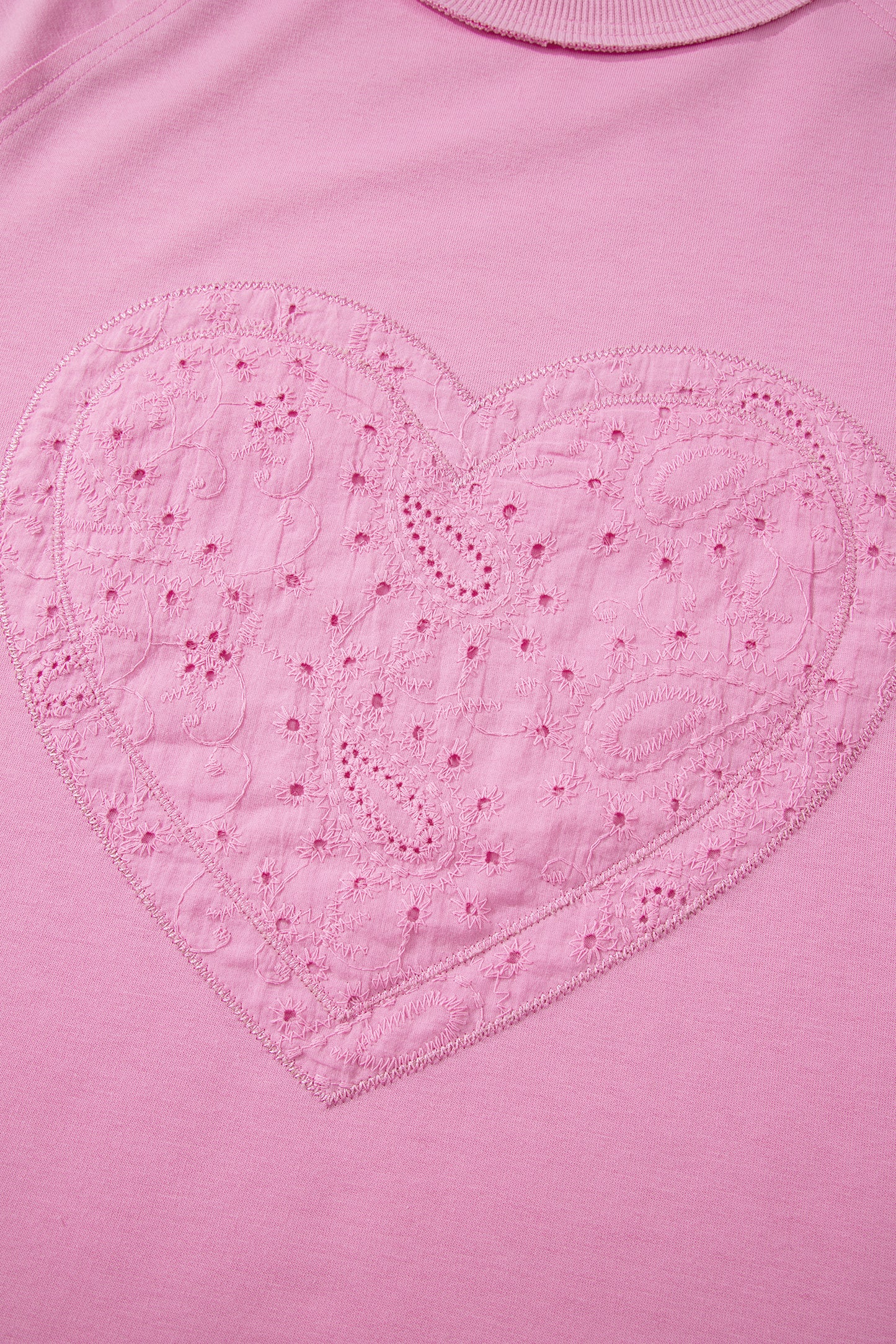 Pink Paisley Broderie Anglaise Valentine Heart Pattern Long Sleeve Patchwork Top-Tops/Long Sleeve Tops-[Adult]-[Female]-2022 Online Blue Zone Planet