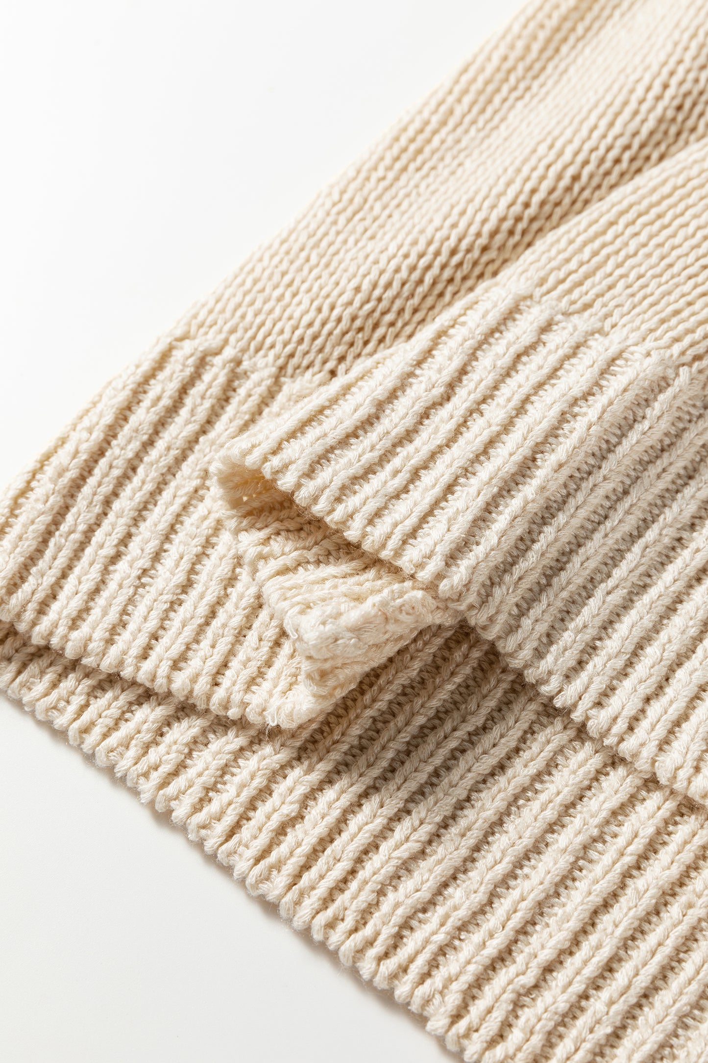 Beau Blue Solid V Neck Pointelle Knit Sleeve Patchwork Sweater-TOPS / DRESSES-[Adult]-[Female]-2022 Online Blue Zone Planet