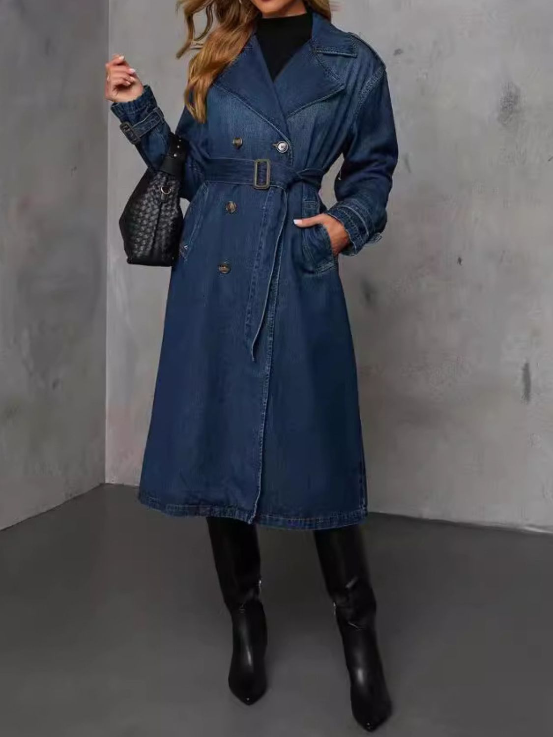 Button Up Long Sleeve Longline Denim Jacket-TOPS / DRESSES-[Adult]-[Female]-2022 Online Blue Zone Planet