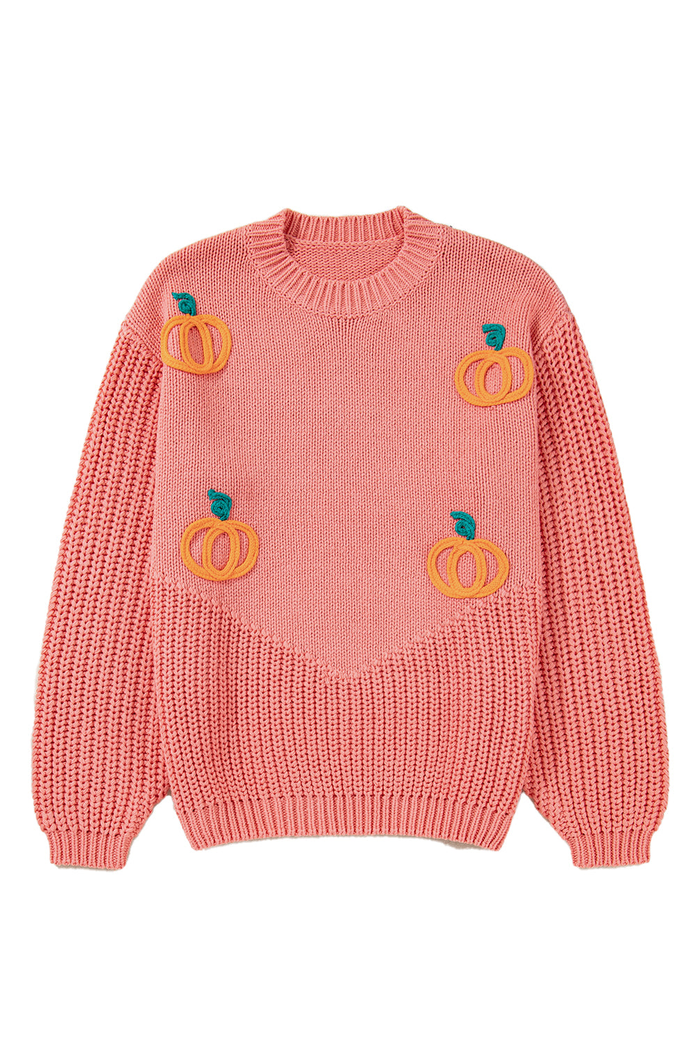 Blossom Pumpkin Embroidered Thanksgiving Holiday Sweater-Sweaters & Cardigans/Sweaters-[Adult]-[Female]-2022 Online Blue Zone Planet