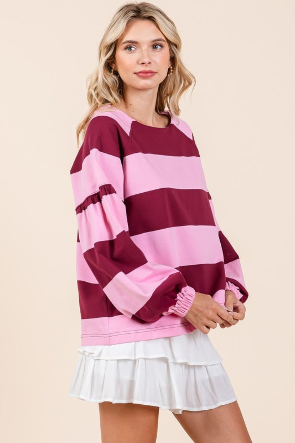 Mittoshop Striped Snap Shoulder Long Sleeve T-Shirt-TOPS / DRESSES-[Adult]-[Female]-2022 Online Blue Zone Planet