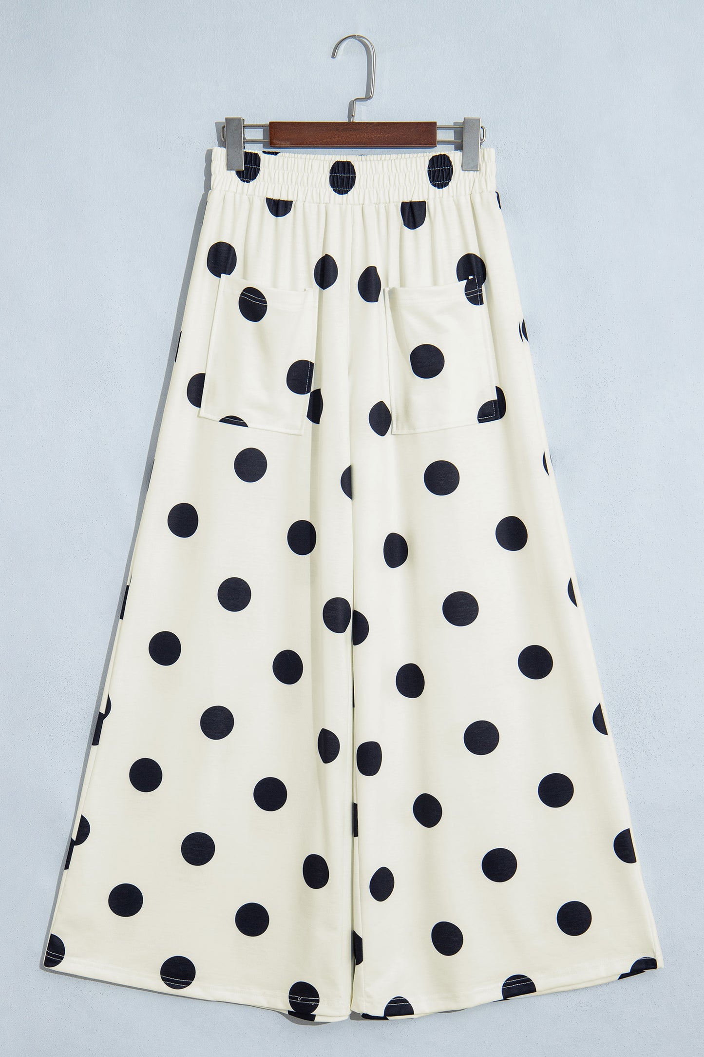 Brown Polka Dot Wide Leg Elastic Waist Casual Pants-Bottoms/Pants & Culotte-[Adult]-[Female]-2022 Online Blue Zone Planet
