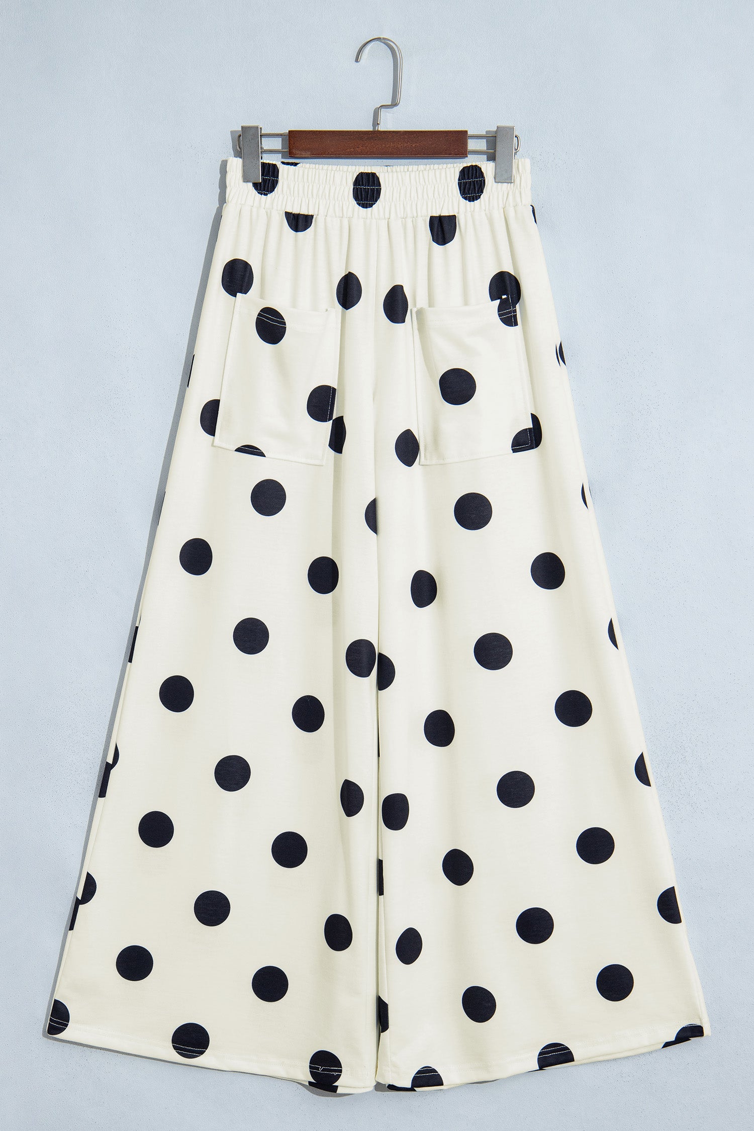 Brown Polka Dot Wide Leg Elastic Waist Casual Pants-Bottoms/Pants & Culotte-[Adult]-[Female]-2022 Online Blue Zone Planet