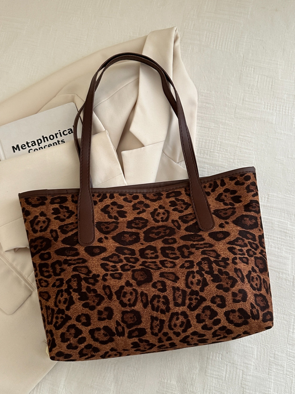 Leopard Polyester Tote Bag-HANDBAGS-[Adult]-[Female]-2022 Online Blue Zone Planet