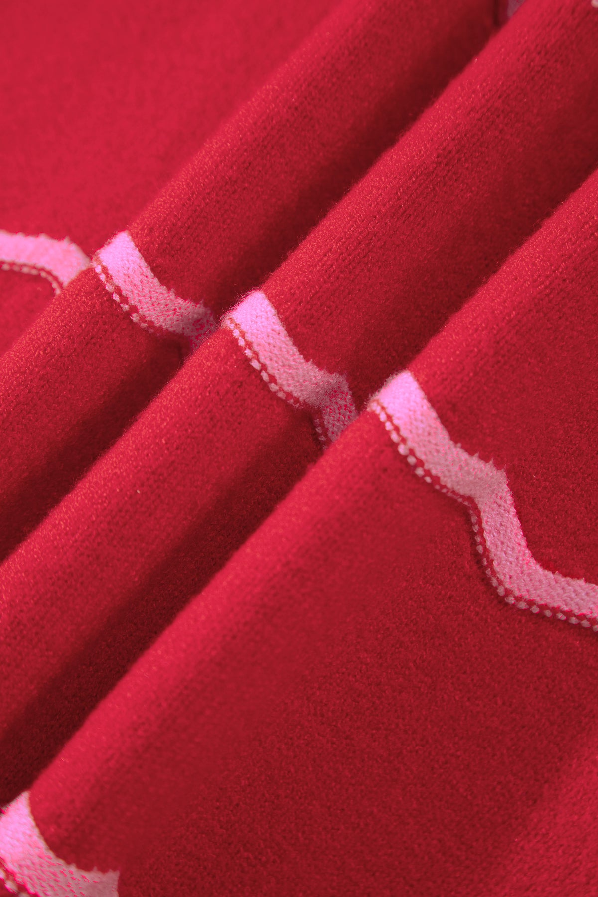 Red Stripe Striped Round Neck Long Sleeve Shift Pullover Sweater-TOPS / DRESSES-[Adult]-[Female]-2022 Online Blue Zone Planet