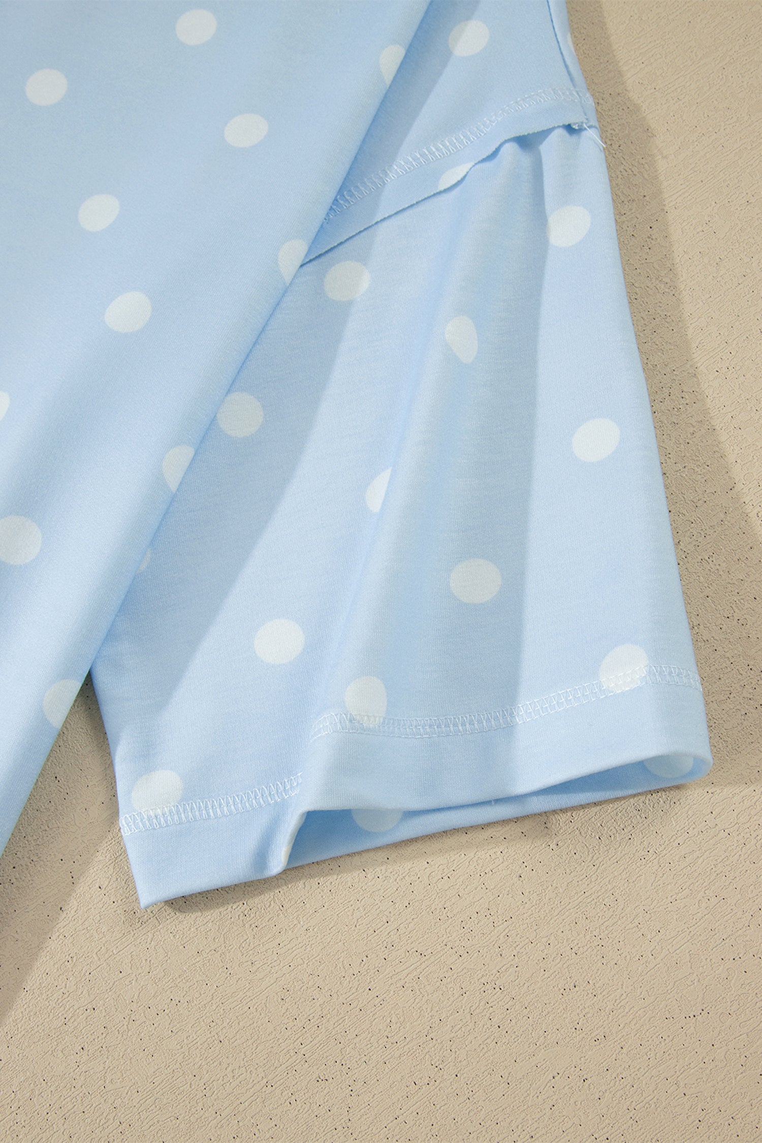 White Exposed Seam Detail Polka Dot Loose Tee Drawstring Shorts Set-Two Piece Sets/Short Sets-[Adult]-[Female]-2022 Online Blue Zone Planet
