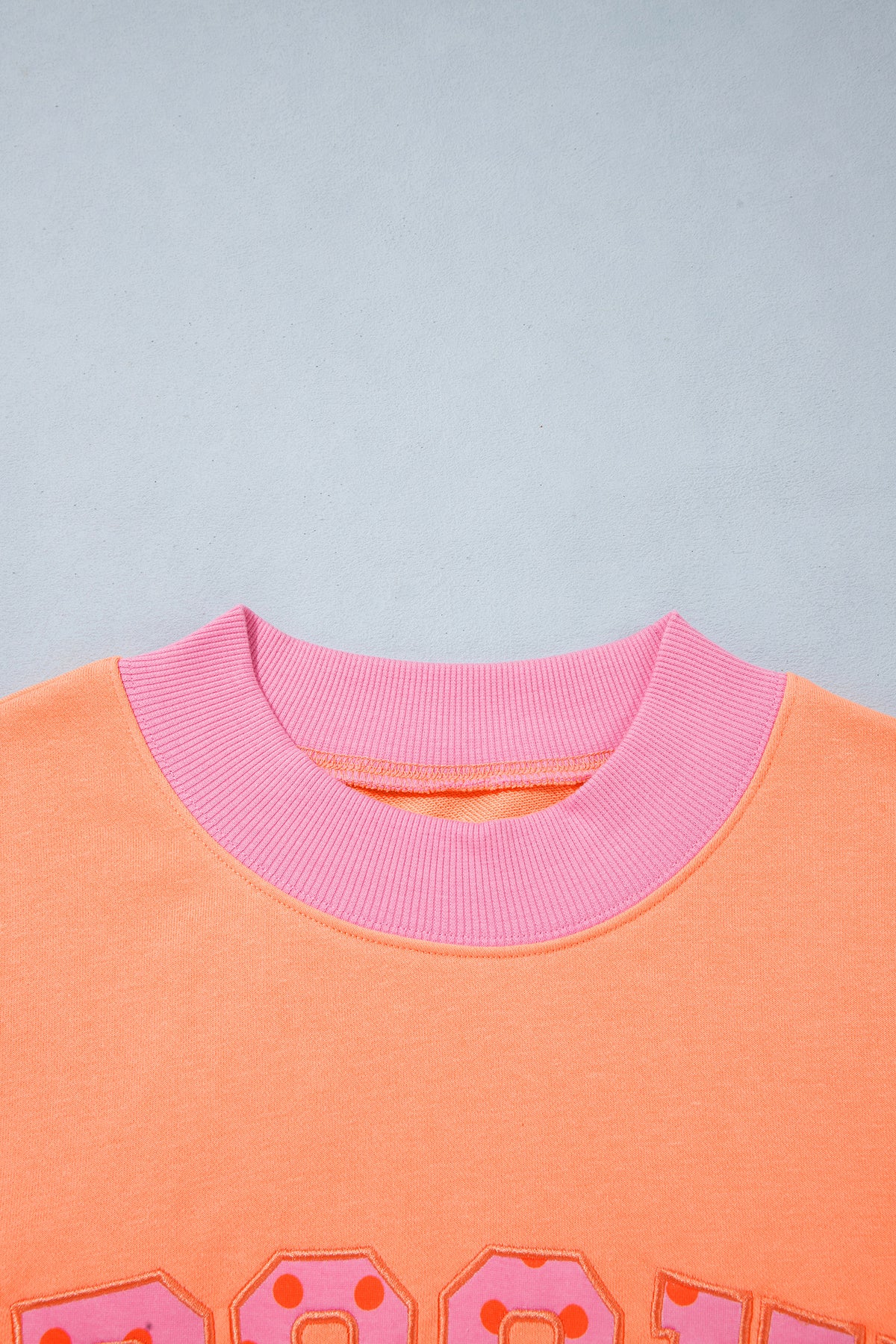 Grapefruit Orange Contrast Polka Dot Slogan Graphic Color Block Mock Neck Plus Sweatshirt-Plus Size/Plus Size Sweatshirts & Hoodies-[Adult]-[Female]-2022 Online Blue Zone Planet