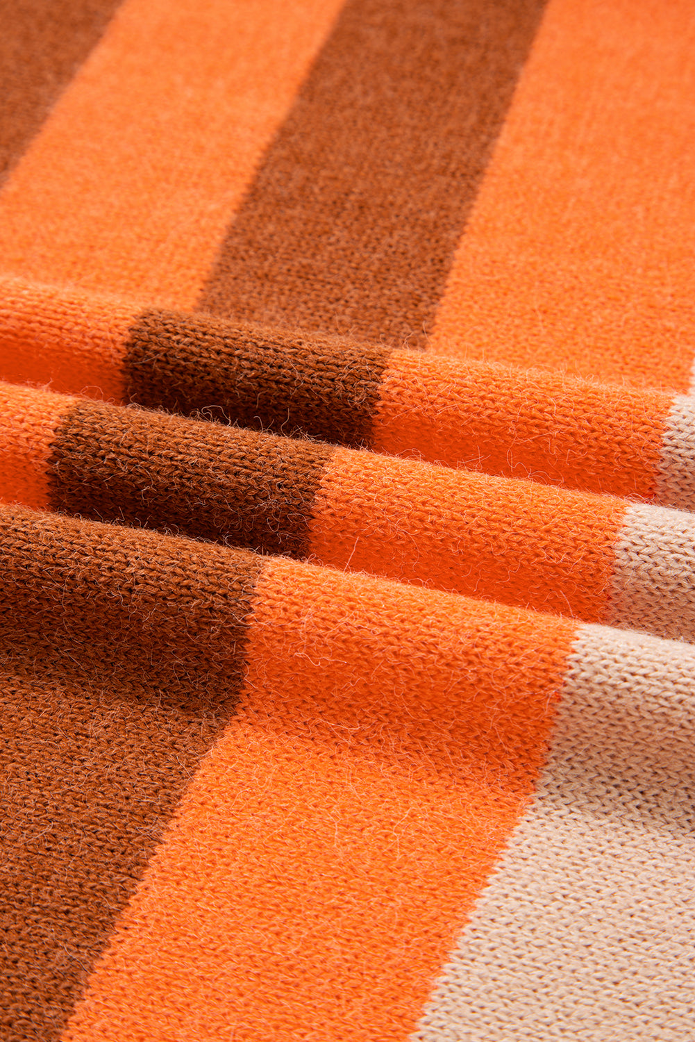 Orange Stripe Color Block High Neck Drop Shoulder Cozy Sweater-Sweaters & Cardigans/Sweaters-[Adult]-[Female]-2022 Online Blue Zone Planet