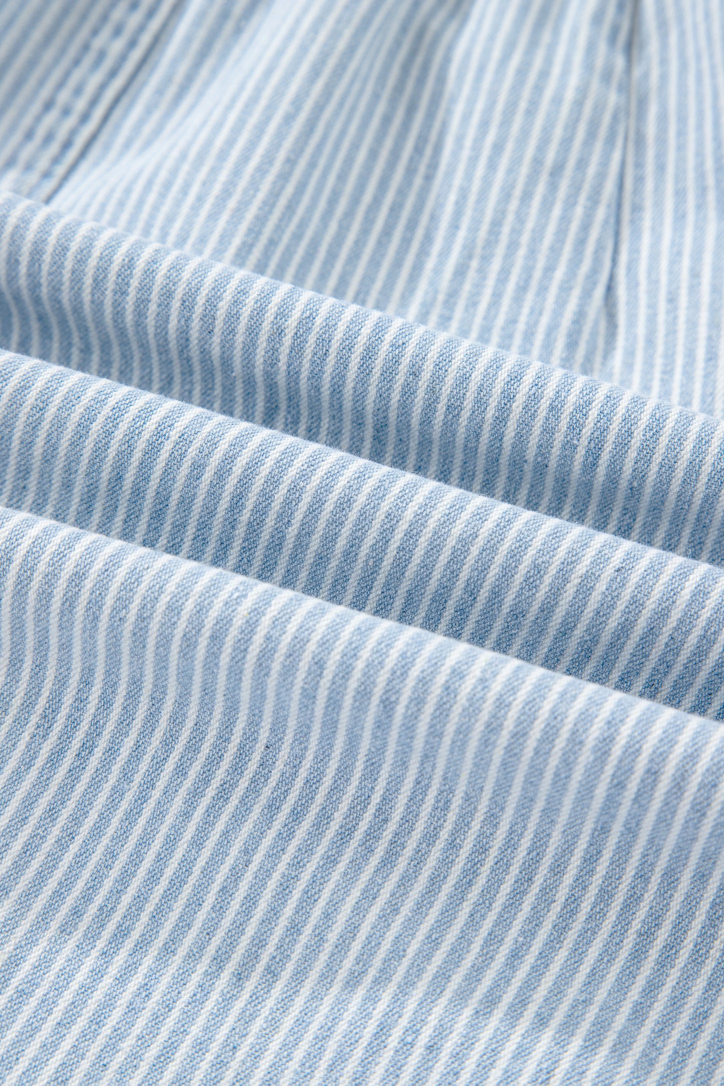 Sky Blue Stripe Collared Button Front Sleeveless Denim Mini Dress-TOPS / DRESSES-[Adult]-[Female]-2022 Online Blue Zone Planet