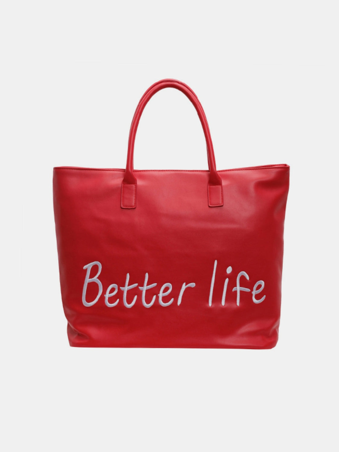 BETTER LIFE PU Leather Tote Bag-HANDBAGS-[Adult]-[Female]-Scarlet-One Size-2022 Online Blue Zone Planet