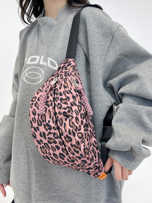 Blue Zone Planet | Leopard Nylon Crossbody Bag-HANDBAGS-[Adult]-[Female]-Dusty Pink-One Size-2022 Online Blue Zone Planet