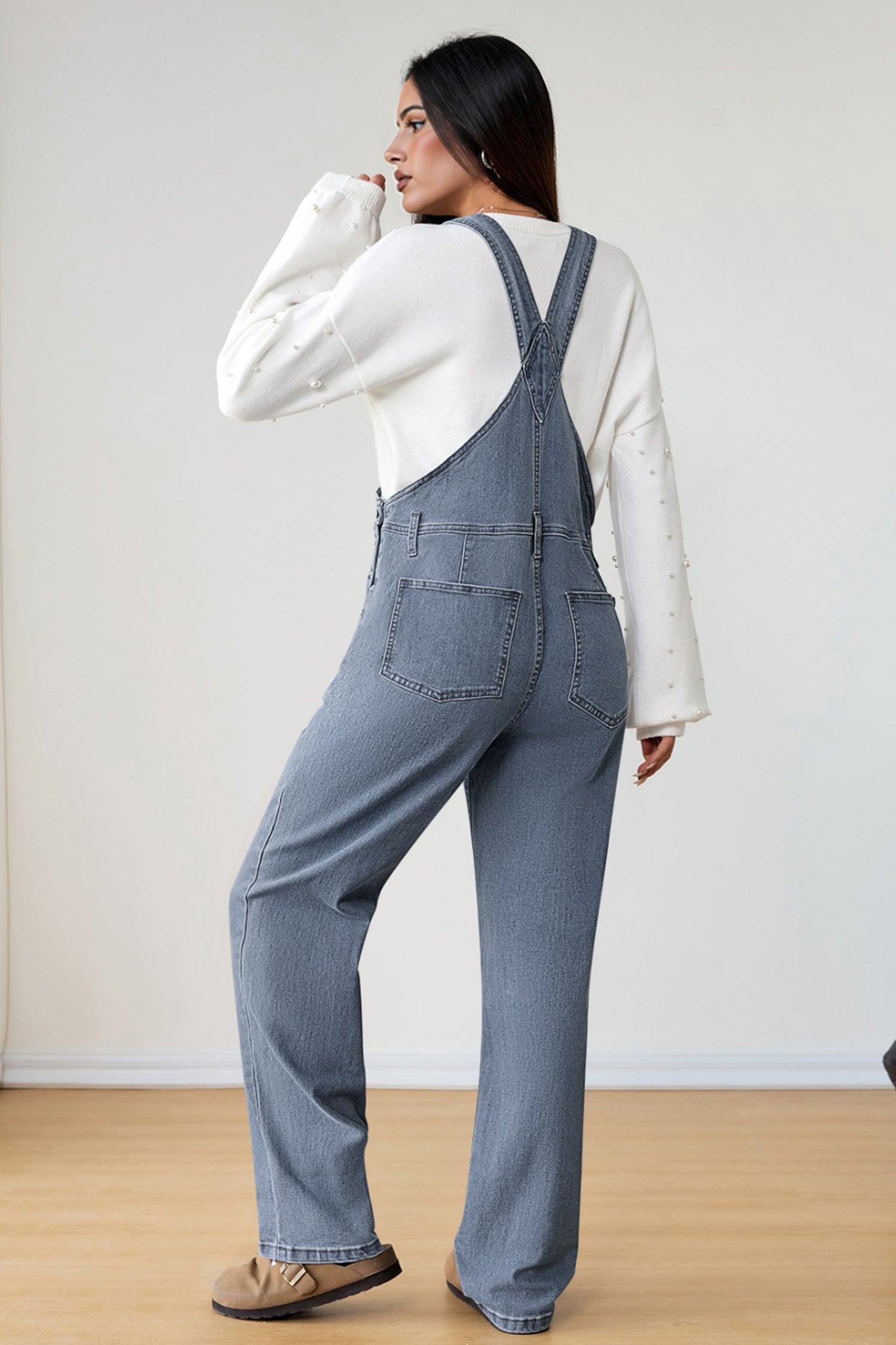 Dark Blue Retro Bib Pocket Buckle Straps Casual Denim Jumpsuit-Bottoms/Jumpsuits & Rompers-[Adult]-[Female]-2022 Online Blue Zone Planet