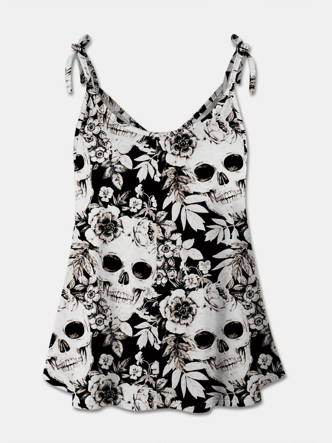 FAM-FAM Skull Print Scoop Neck Cami-TOPS / DRESSES-[Adult]-[Female]-Black-S-2022 Online Blue Zone Planet