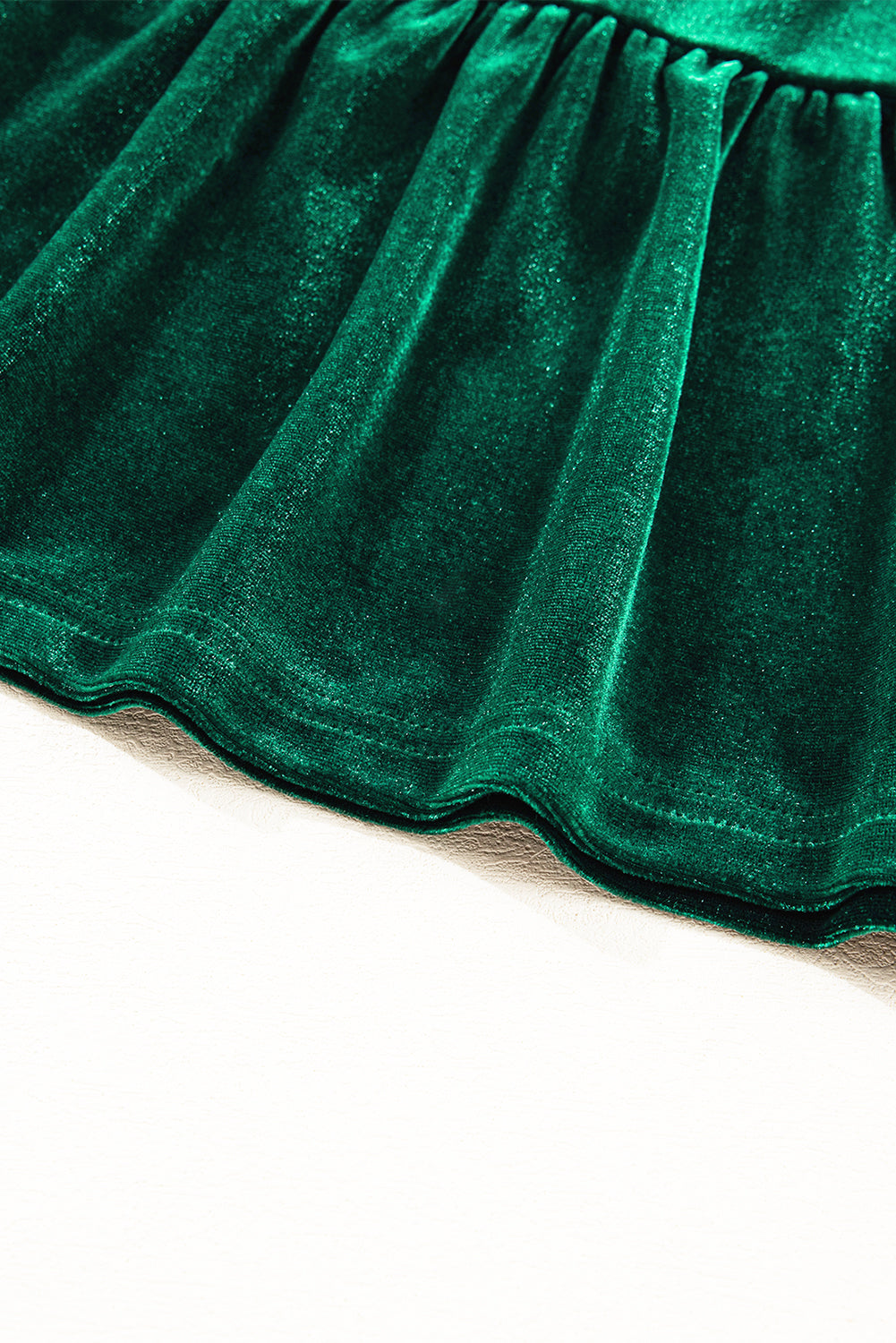 Evergreen Sequin Puff Sleeve High Waist Tiered Velvet Mini Dress-Short Dresses-[Adult]-[Female]-2022 Online Blue Zone Planet