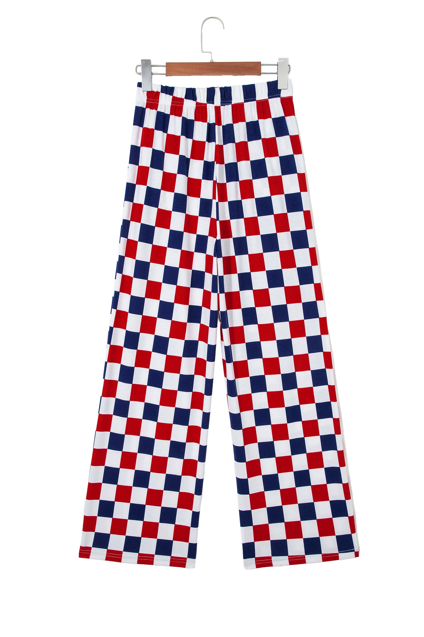Red 2-Tone Checked Print High Waist Wide Leg Pants-Bottoms/Pants & Culotte-[Adult]-[Female]-2022 Online Blue Zone Planet