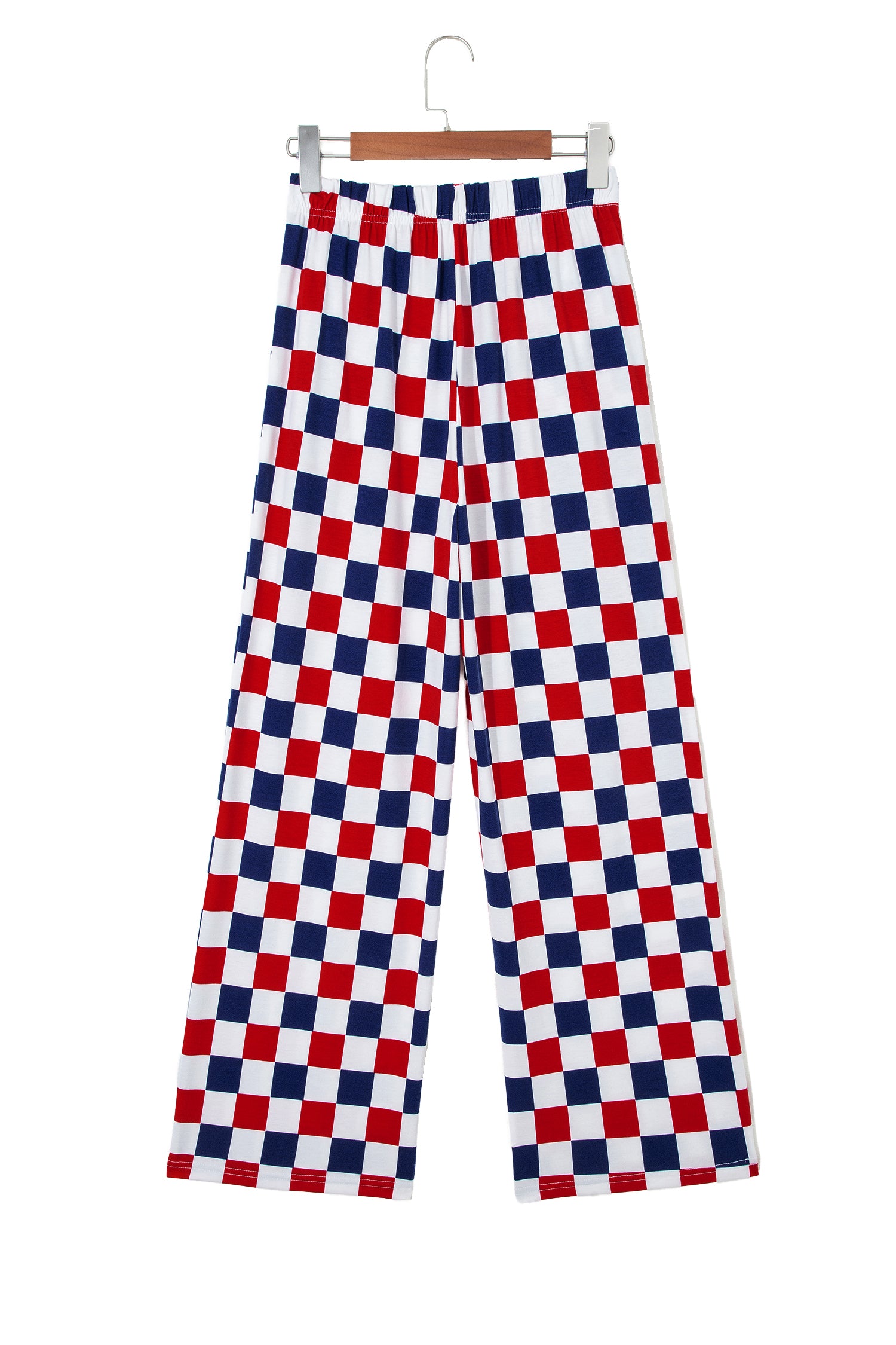 Red 2-Tone Checked Print High Waist Wide Leg Pants-Bottoms/Pants & Culotte-[Adult]-[Female]-2022 Online Blue Zone Planet
