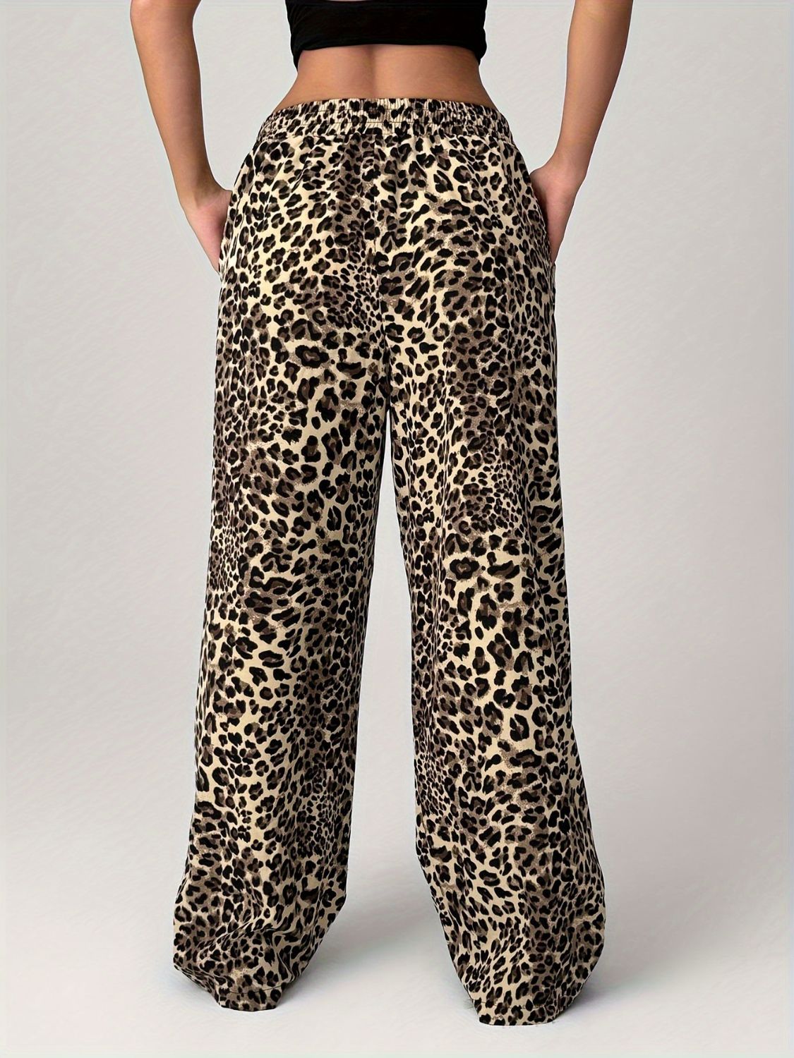 Leopard Wide Leg Pants with Pockets-BOTTOMS SIZES SMALL MEDIUM LARGE-[Adult]-[Female]-2022 Online Blue Zone Planet