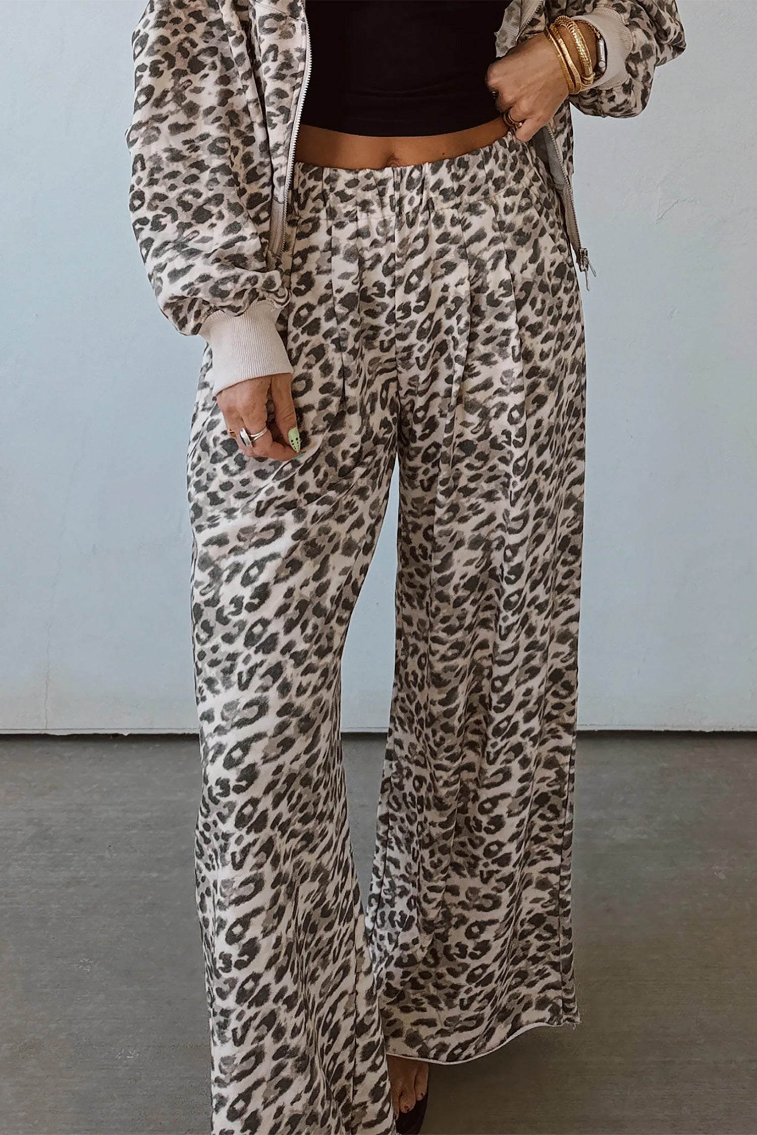 Multicolour Leopard Print Wide Leg Full Length Pants-Bottoms/Pants & Culotte-[Adult]-[Female]-2022 Online Blue Zone Planet