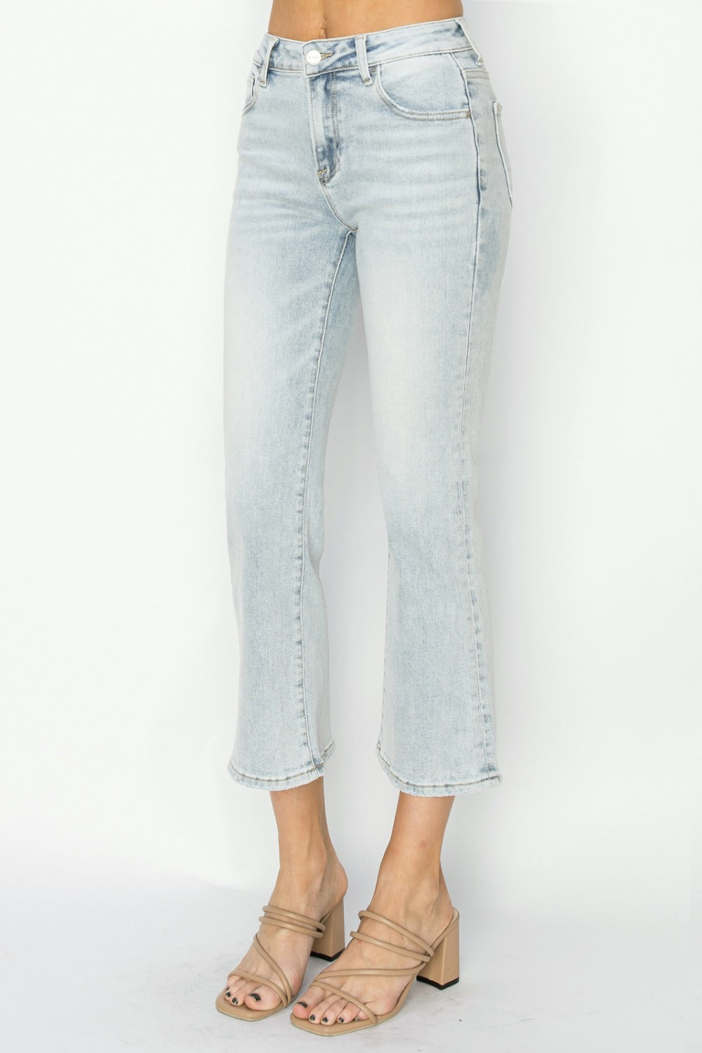 RISEN Full Size Mid Rise Cropped Flare Jeans-[Adult]-[Female]-2022 Online Blue Zone Planet