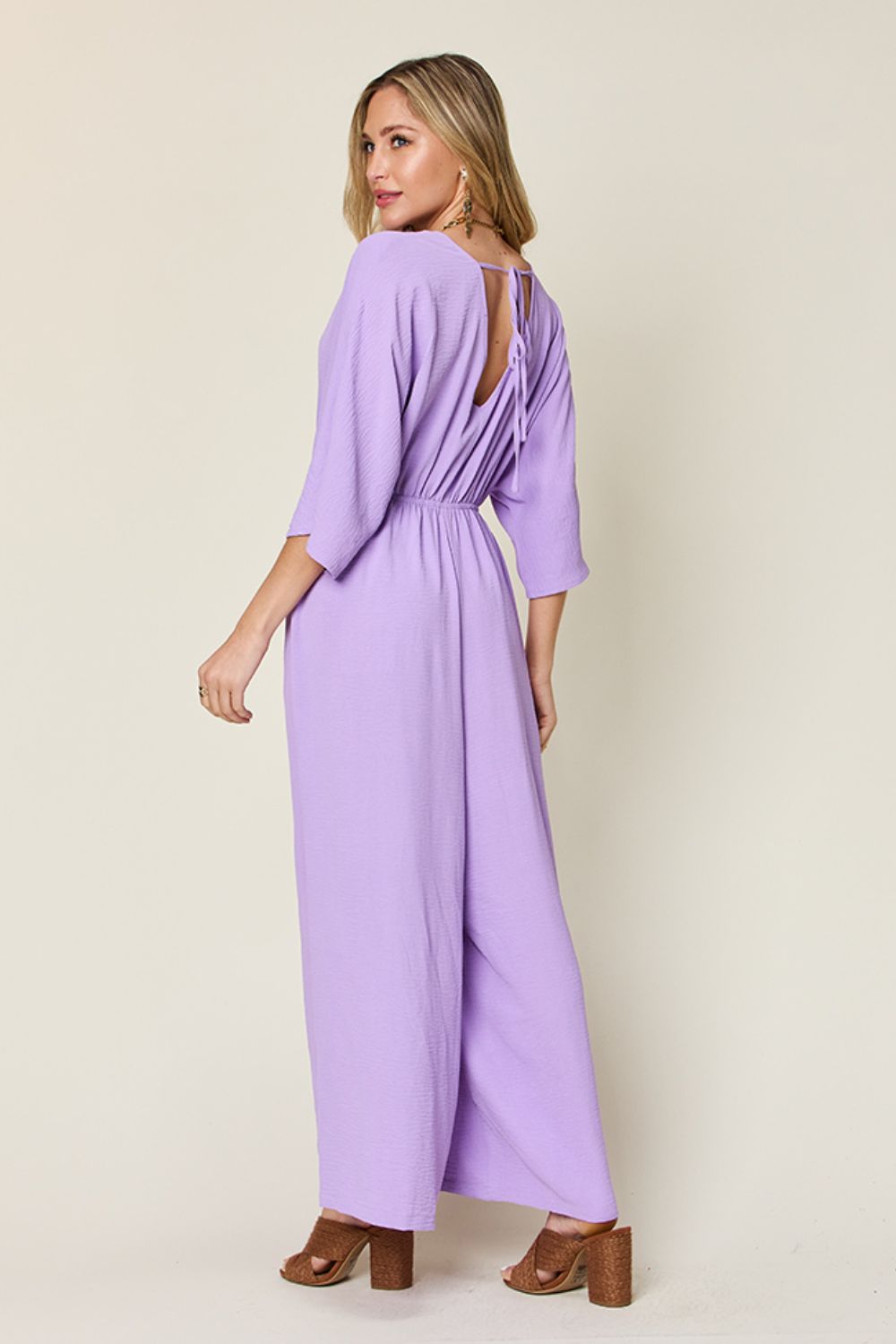 Double Take Full Size Surplice Wide Leg Jumpsuit with Pockets-TOPS / DRESSES-[Adult]-[Female]-2022 Online Blue Zone Planet