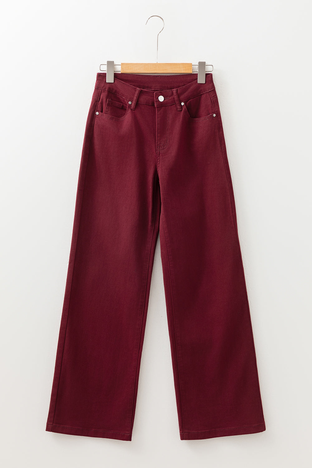 Red Dahlia Loose Straight High Waist Solid Color Jeans-Bottoms/Jeans-[Adult]-[Female]-2022 Online Blue Zone Planet