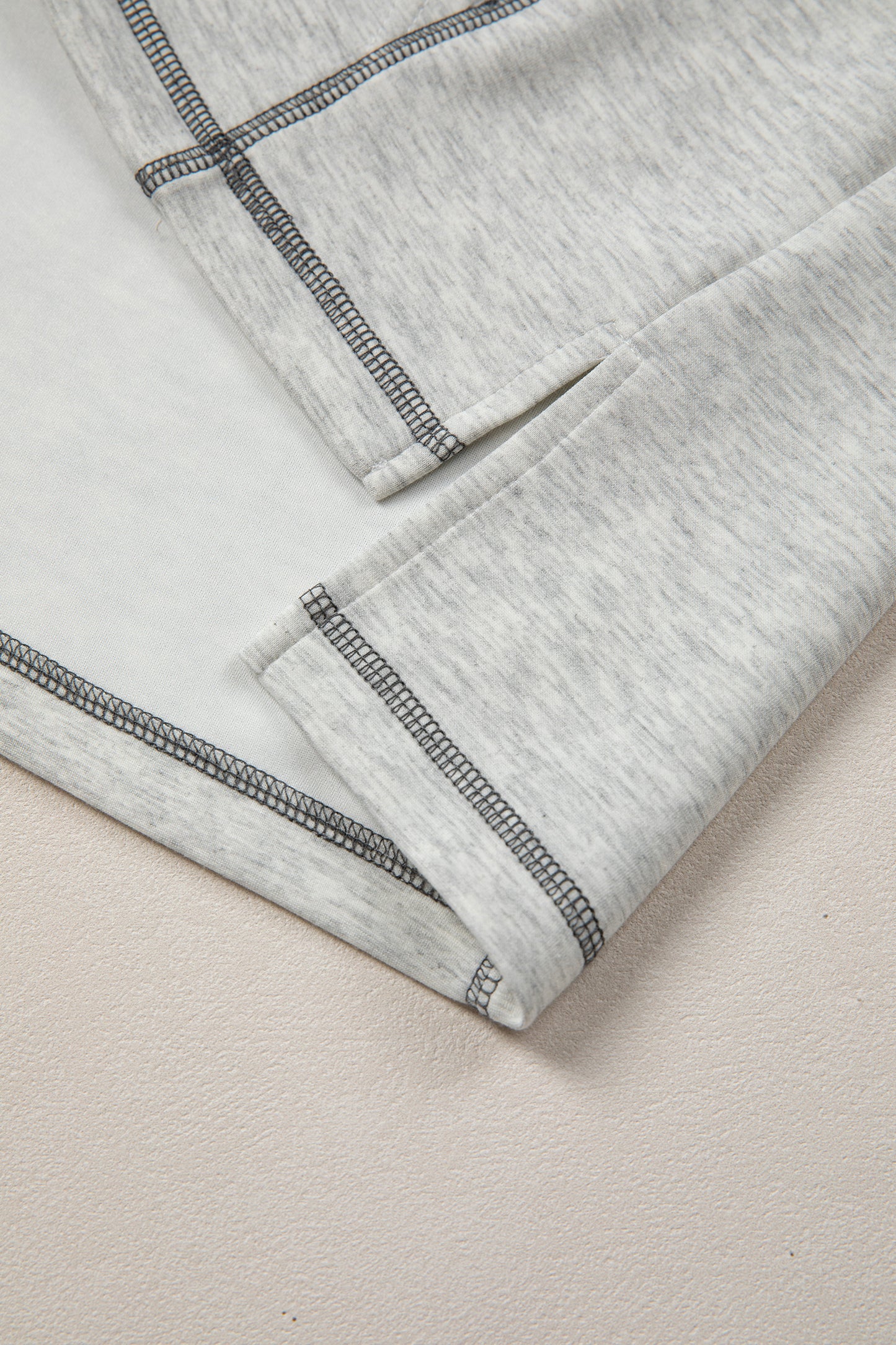 Light Grey Half Zip Stand Neck Seam Detail Long Sleeve Top-Tops/Long Sleeve Tops-[Adult]-[Female]-2022 Online Blue Zone Planet