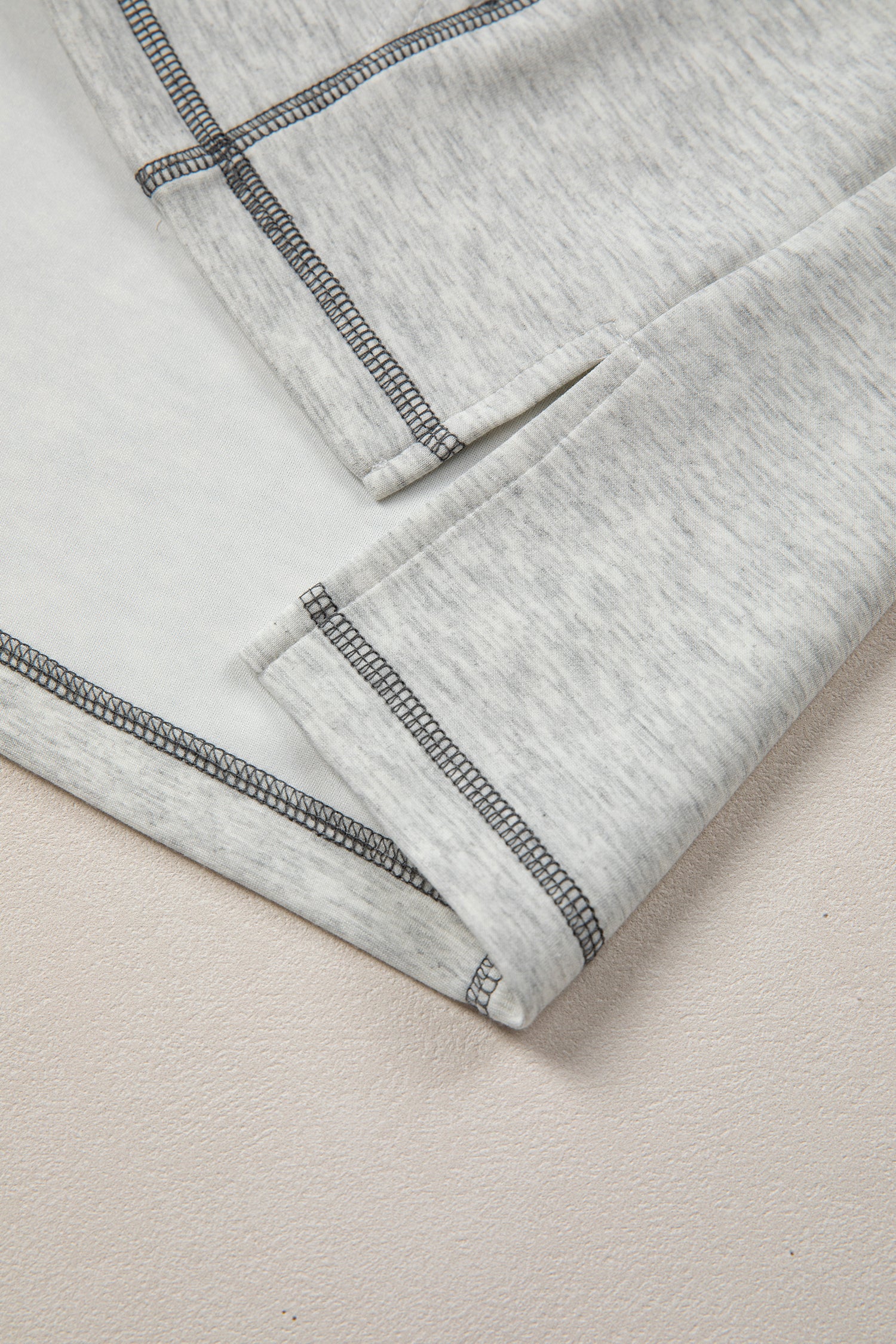 Light Grey Half Zip Stand Neck Seam Detail Long Sleeve Top-Tops/Long Sleeve Tops-[Adult]-[Female]-2022 Online Blue Zone Planet
