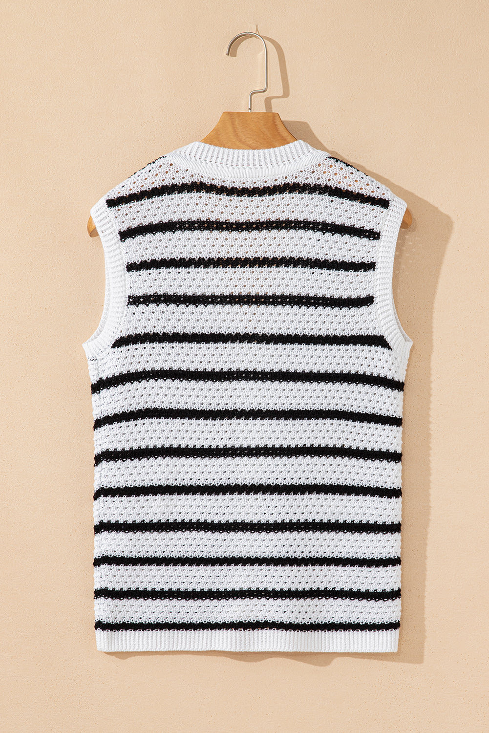 Sky Blue Stripe V Neck Gold Buttons Elegant Sweater Vest-TOPS / DRESSES-[Adult]-[Female]-2022 Online Blue Zone Planet