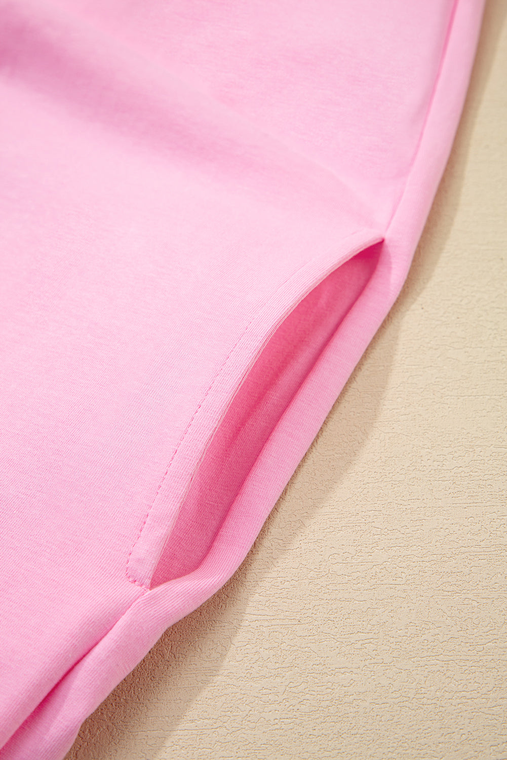 Pink Frilled Trim Crew Neck Loose Fit Mini Dress-TOPS / DRESSES-[Adult]-[Female]-2022 Online Blue Zone Planet