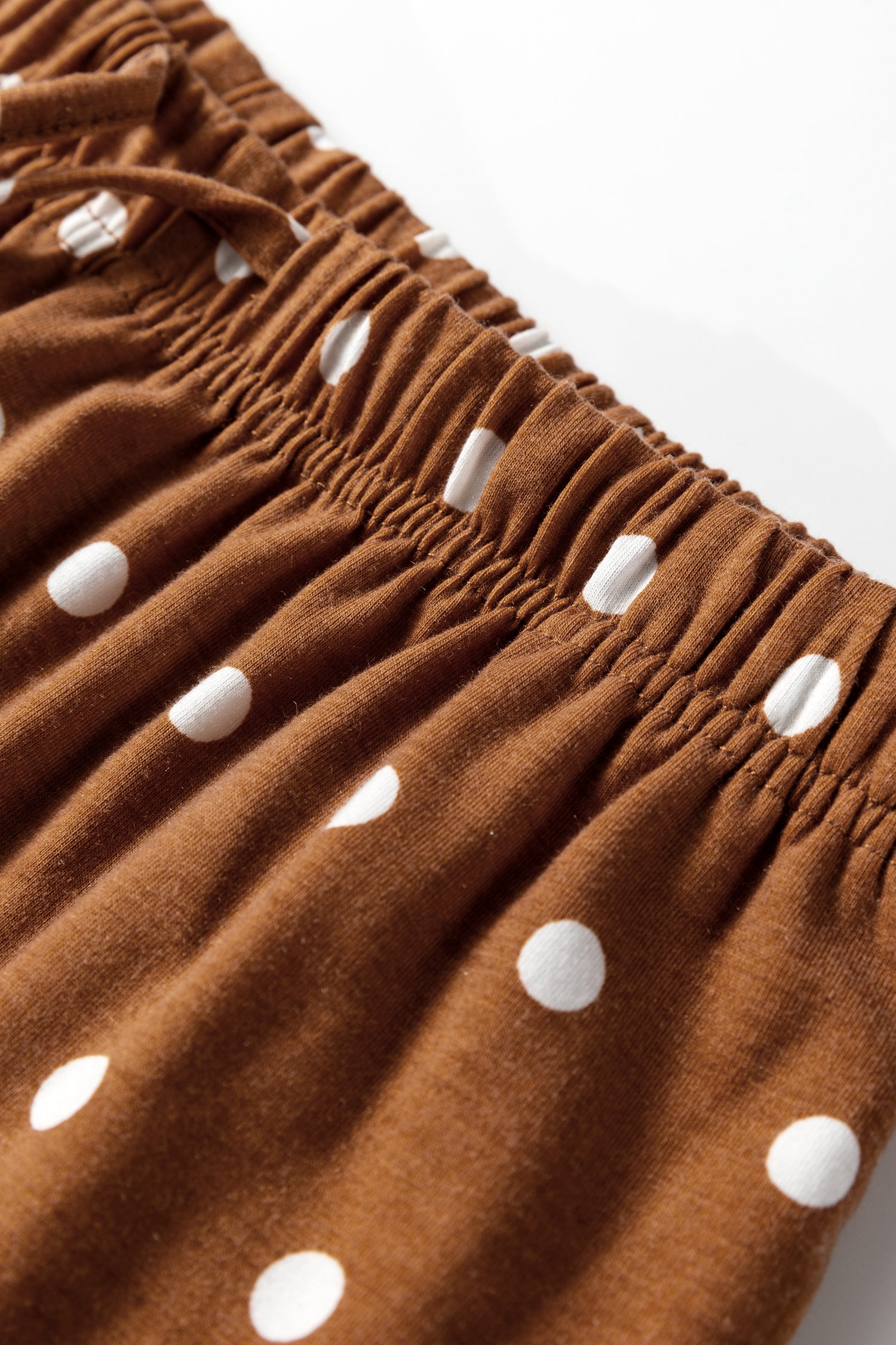 Brown Polka Dot Print Long Sleeve Shirt Pant 2pcs Pajama Set-Loungewear & Sleepwear/Sleepwear-[Adult]-[Female]-2022 Online Blue Zone Planet