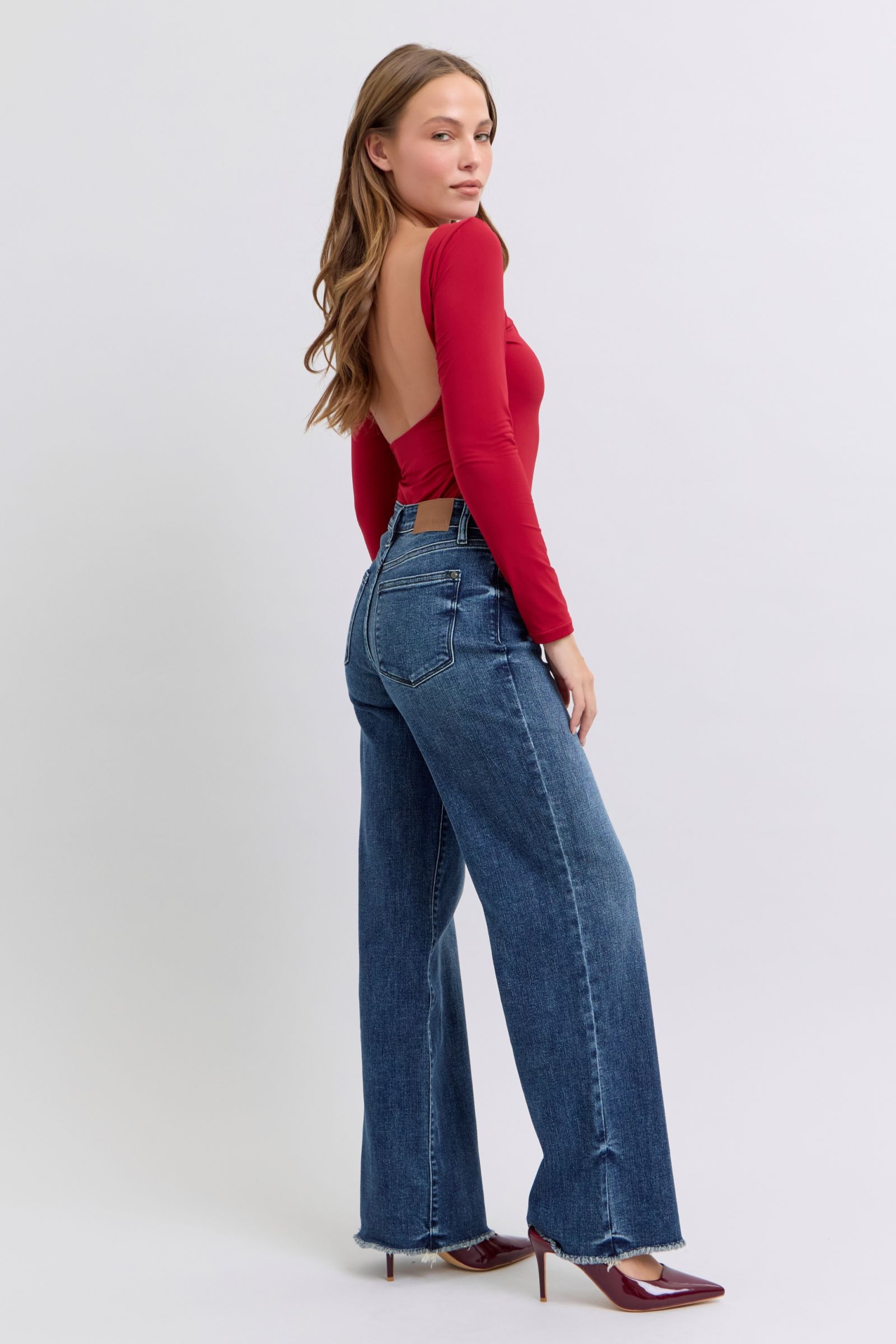 Blue Zone Planet | Judy Blue Full Size Raw Hem Mid Rise Jeans-BOTTOMS SIZES SMALL MEDIUM LARGE-[Adult]-[Female]-2022 Online Blue Zone Planet