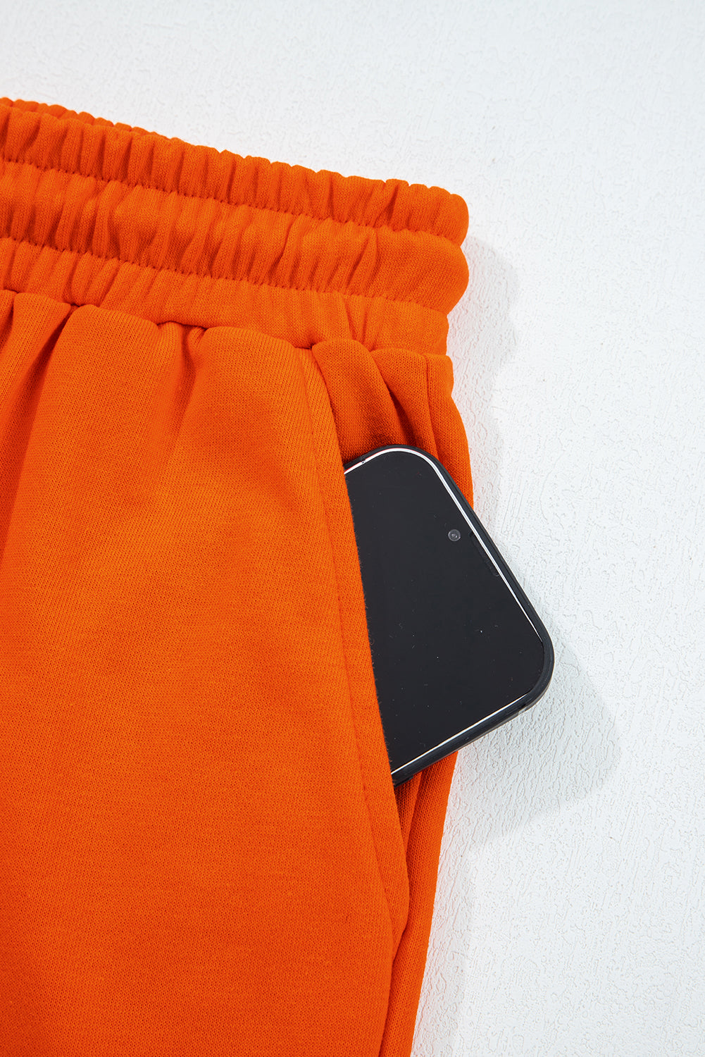 Orange Varsity Striped Sleeve Drop Shoulder Sweatshirt and Short Set-Two Piece Sets/Short Sets-[Adult]-[Female]-2022 Online Blue Zone Planet