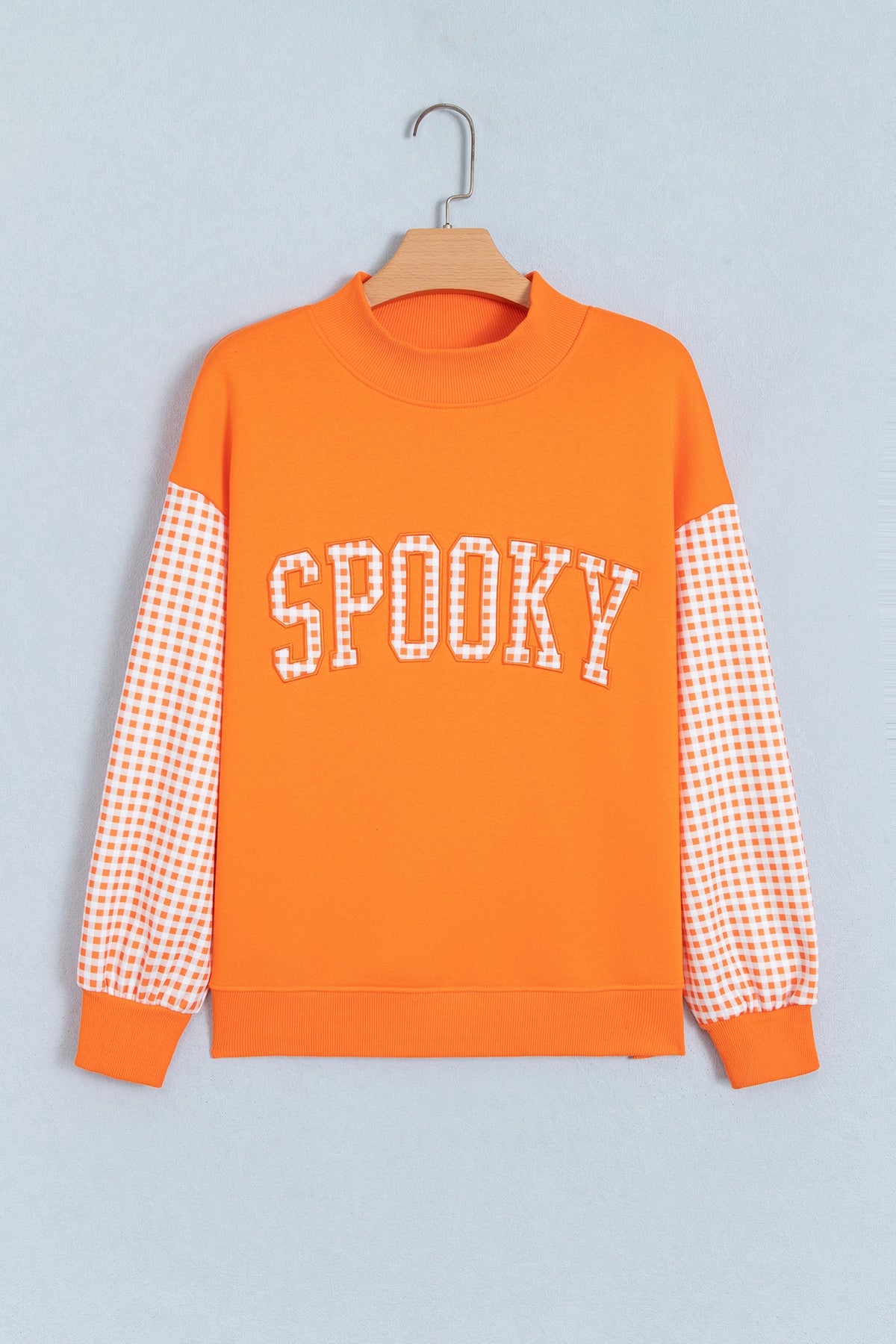 Carrot Gingham Plaid Oversized Pullover Sweatshirt-Tops/Sweatshirts & Hoodies-[Adult]-[Female]-2022 Online Blue Zone Planet