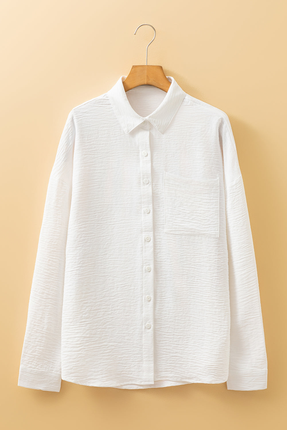 White Pure Color Patch Pocket Shirt-Tops/Blouses & Shirts-[Adult]-[Female]-2022 Online Blue Zone Planet