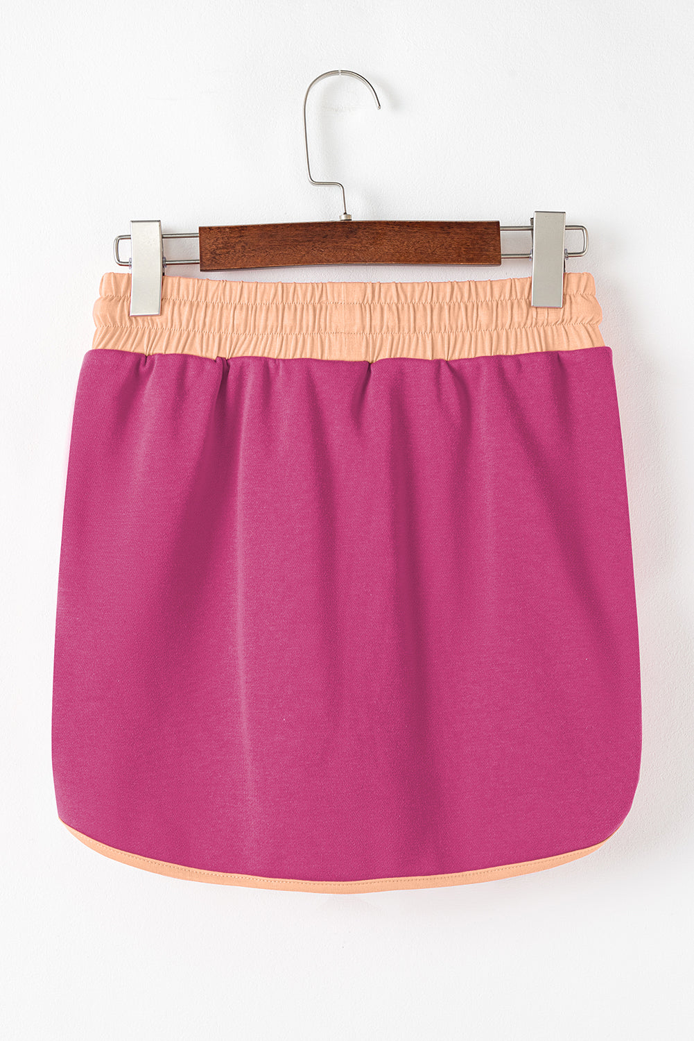 Blue Zone Planet | Rose Red Color Contrast Loose Pullover and Lace-up Waist Skort Set-Two Piece Sets/Two Piece Dresses-[Adult]-[Female]-2022 Online Blue Zone Planet